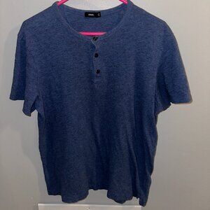 Vince Short Sleeve Blue Henley - Size Medium